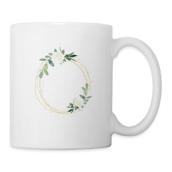 Blumen Weiß Grün Kreis - personalisierbar - Tasse - Weiß - Rechts