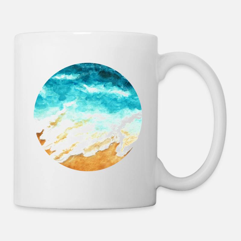 Mer et plage | Impression d'art acrylique | rond - Mug blanc - blanc