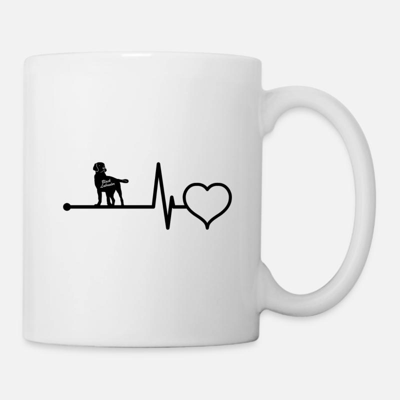 Labrador Retriever Schwarz Herzschlag Herzlinie - Tasse - Weiß