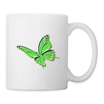 Schmetterling grün - Tasse - Weiß - Rechts