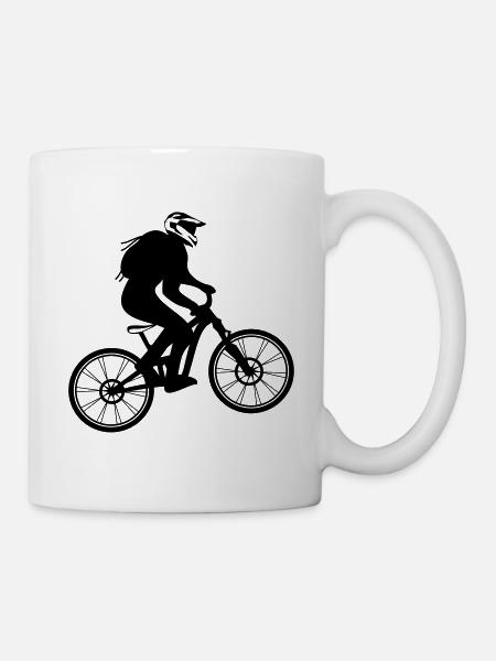 Fully mountain bike with biker cross helmet - MTB bike - Mug - white