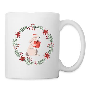Christmas: rabbits with Christmas present - Mug - white - Right
