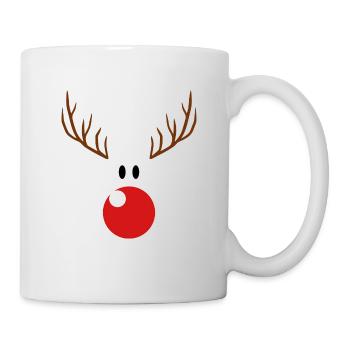 Renne noël drôle nez rouge rudolph - Mug blanc - blanc - Droite