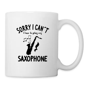 Saxophone jazz music musician sorry i can t - Mug - white - Right