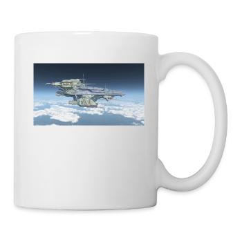 Ein riesiges Raumschiff über den Wolken - Tasse - Weiß - Rechts