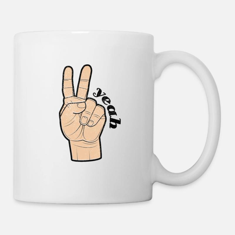 Signe de paix deux doigts signes de paix cadeau - Mug blanc - blanc