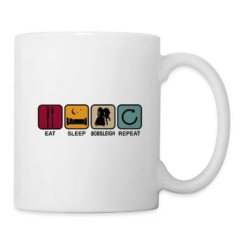 Bobfahren Bobsport Eat Sleep Spruch Retro Lustig - Tasse - Weiß - Rechts