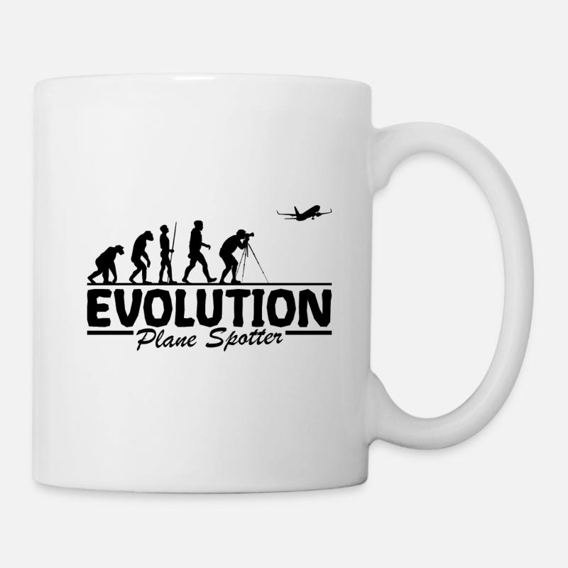 Plane Spotter Flugzeug beobachten Evolution Lustig - Tasse - Weiß