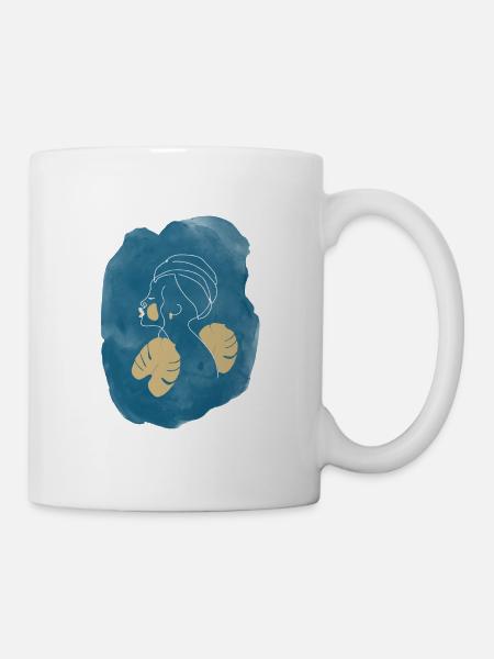 Frau mit Turban Line Art - Tasse - Weiß