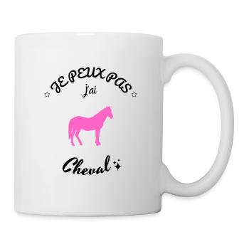 Je peux pas j'ai cheval - Mug blanc - blanc - Droite