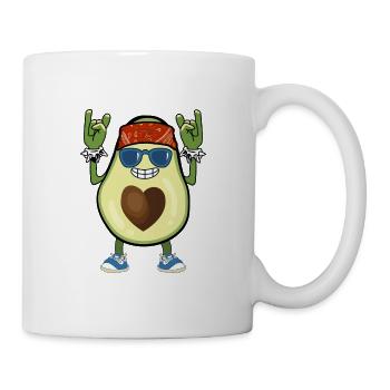 Avocado Rock Roll Hippie Metal Hand Lustig - Tasse - Weiß - Rechts