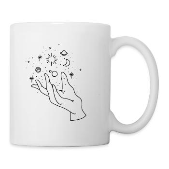 Main lune espace sombre - Mug blanc - blanc - Droite