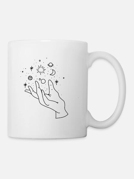 Main lune espace sombre - Mug blanc - blanc