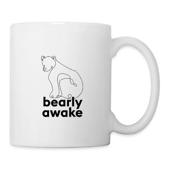 Bearly awake. Morning muffle animal saying with bear. - Mug - white - Right