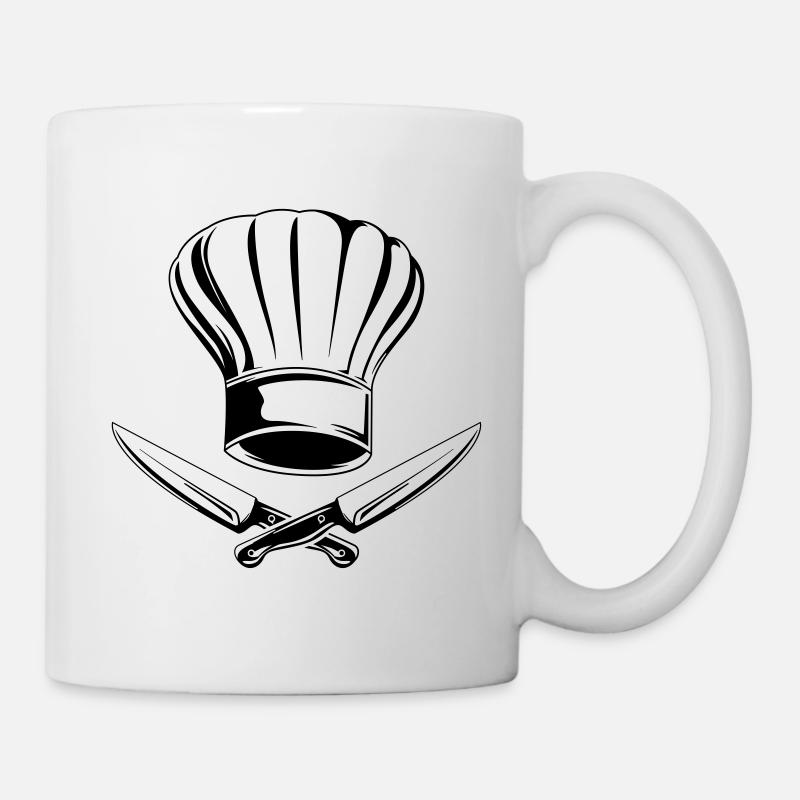 knife symbol chef's hat - Mug - white