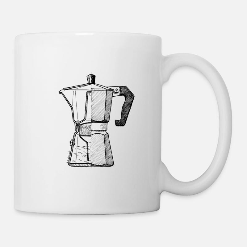 Cafetière italienne pour arrière-plans clairs - Mug blanc - blanc