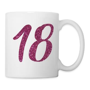 18 Jahre Geburtstag Glitzer Effekt - Tasse - Weiß - Rechts