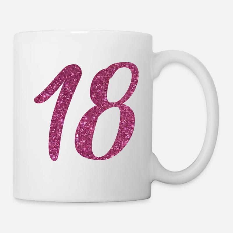 18 ans anniversaire effet paillettes - Mug blanc - blanc