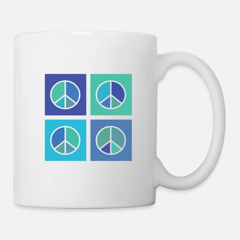 Peacezeichen Blau - Tasse - Weiß