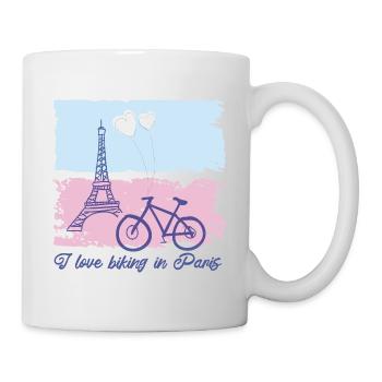 Biking In Paris, Cute Biker - Mug - white - Right
