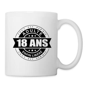ANNIVERSAIRE 18 ANS - ADULTE LIBÉRÉ - Mug blanc - blanc - Droite