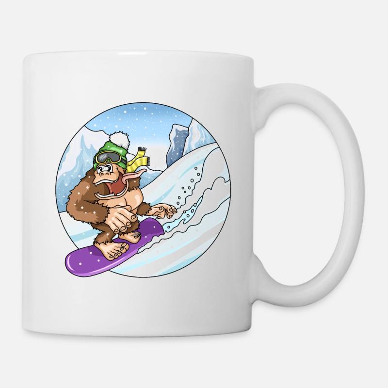 Süßer Gorilla beim Snowboarden Schnee Landschaft - Tasse - Weiß