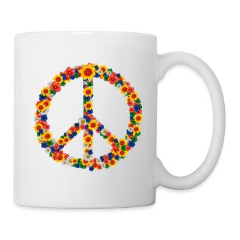 Peace Love 60s 70s Flower Power Hippie Out - Mug - white - Right
