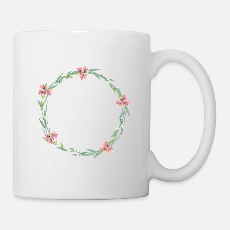 Blumen Kreis personalisierbar - Tasse - Weiß