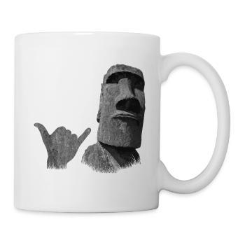 Funny Easter Island Moai Statue Surfer Shaka - Mug blanc - blanc - Droite