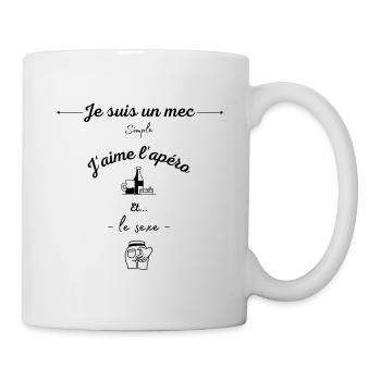 Je suis un mec simple j'aime l'apéro et le sexe - Mug blanc - blanc - Droite