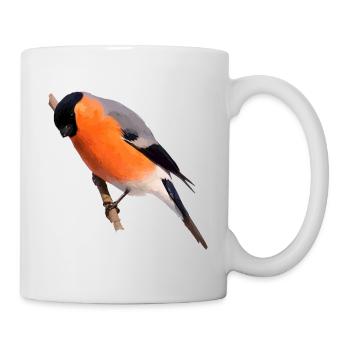 Gimpel Dompfaff sits on branch - Mug - white - Right