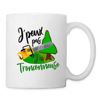 je peux pas j´ai tronçonneuse Bûcheron cadeau - Mug blanc - blanc - Droite