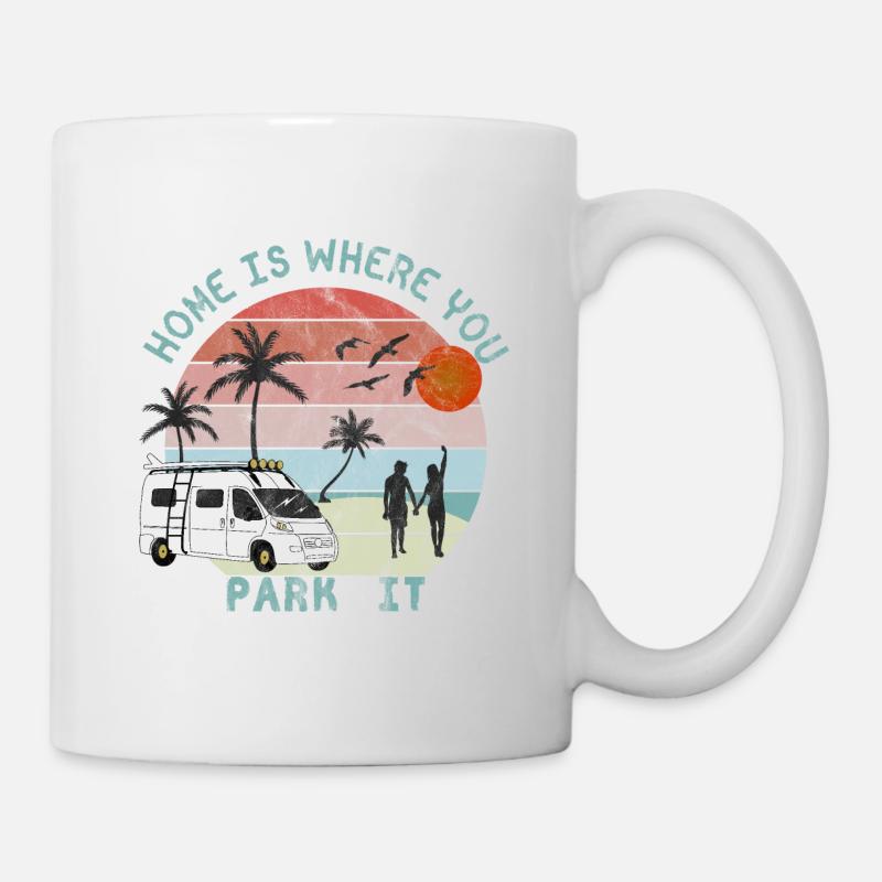 Van vibes - home is where you park it - retro - Mug - white