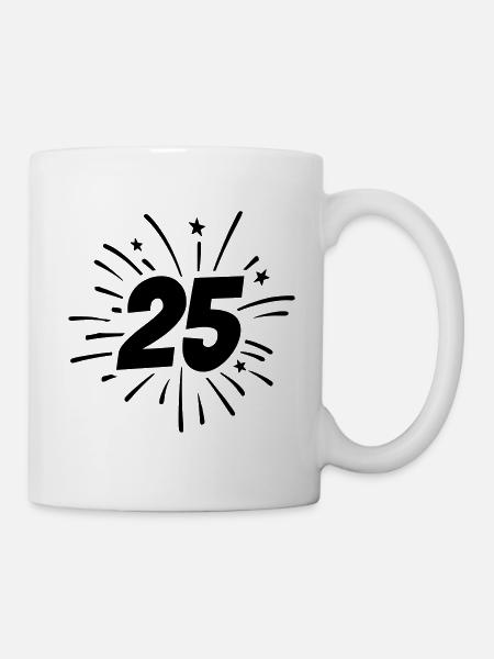 25 cumpleaños 25 años de fuegos artificiales - Taza - blanco