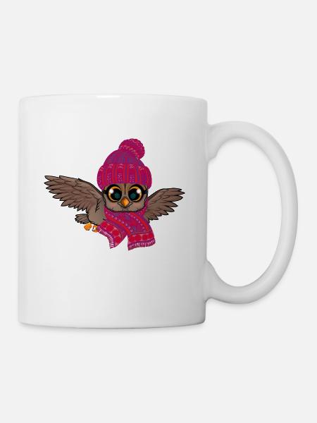 Frosteule Eule Frostbeule Herbst Winter - Tasse - Weiß