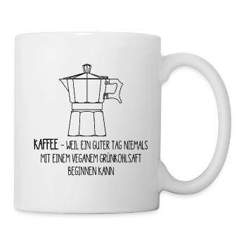 Kaffee versus Grünkohlsaft - Tasse - Weiß - Rechts