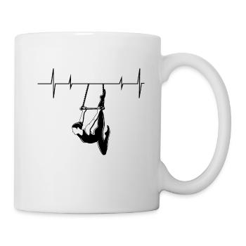 Static Trapeze Artist Circus Gymnastics Heartbeat - Mug - white - Right