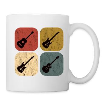 Gitarren bunt retro vintage Gitarrist - Tasse - Weiß - Rechts