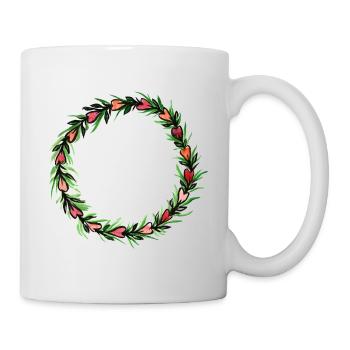 Blumenkranz Herz Blume - Tasse - Weiß - Rechts