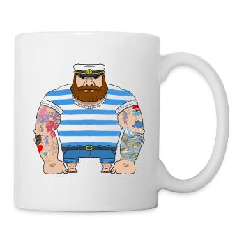 Vintage Tätowierter Seemann Matrose Seefahrer - Tasse - Weiß - Rechts