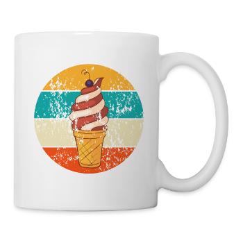Vintage Retro Softeis Waffeleis - Tasse - Weiß - Rechts