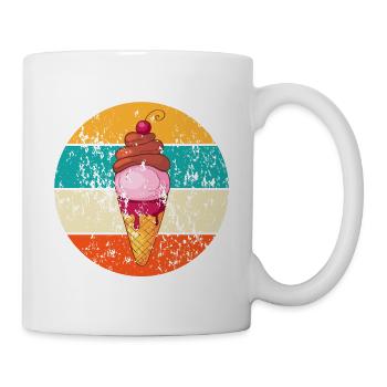 Vintage Retro Eistüte Waffeleis - Tasse - Weiß - Rechts