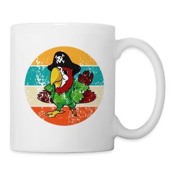 Vintage Retro Papagei Pirat - Tasse - Weiß - Rechts