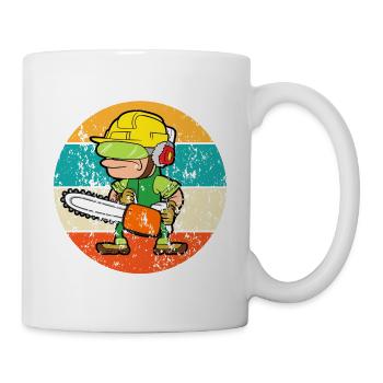 Baumfäller Waldarbeiter Kettensäge Motorsäge - Tasse - Weiß - Rechts
