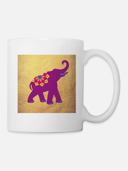 Poster Deko Yoga Elefant Mandala Indien Meditation - Tasse - Weiß