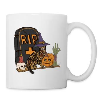 Süße und gruselige Halloween Bengalkatze - Tasse - Weiß - Rechts