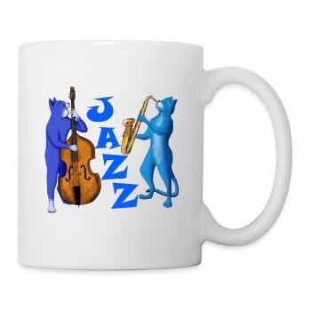 JAZZ CATS - CATS PLAYING SAXOPHONE AND DOUBLE BASS - Mug - white - Right