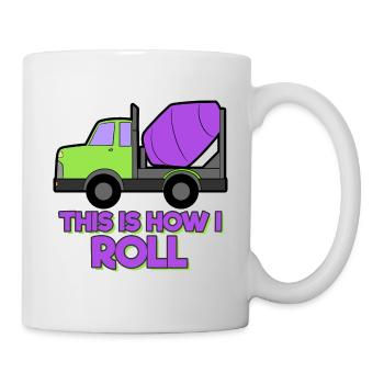 Bagger Baustelle Bauarbeiter Bau Rollen I Geschenk - Tasse - Weiß - Rechts