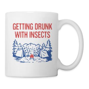 Se saouler avec des insectes Camping Papa Blagues - Mug blanc - blanc - Droite