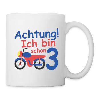 Geburtstagsshirt 3 jahr Motorrad baby Junge - Tasse - Weiß - Rechts